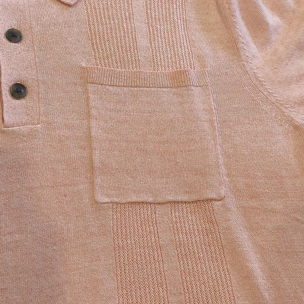 Banana Republic Linen-Cotton Ribbed Striped Accent Sweater Polo